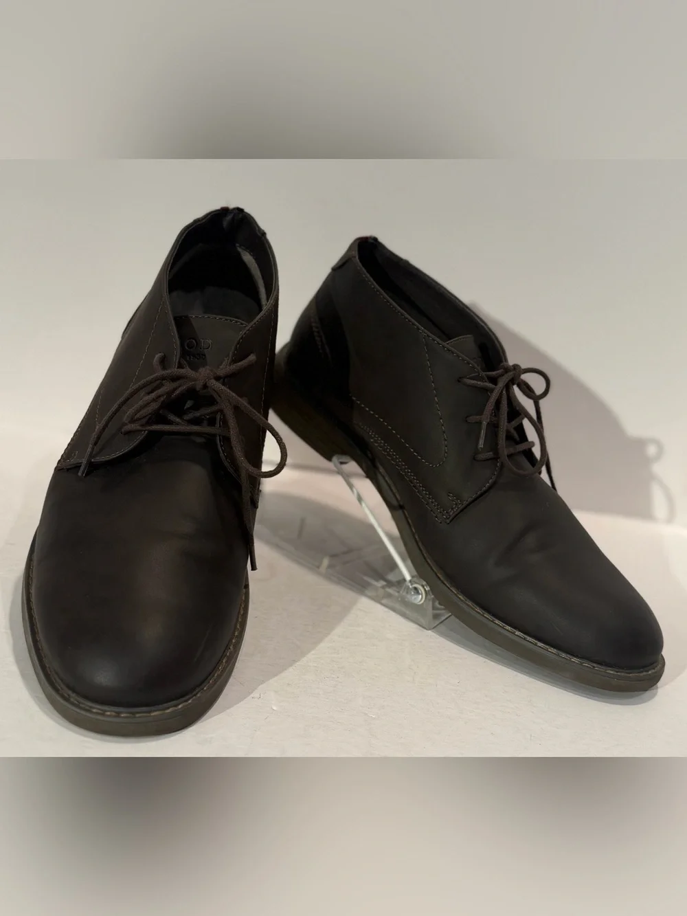 Izod Mens 11 Med Inwood Gaucho Chukka Boots Brown Faux Leather Lace Up